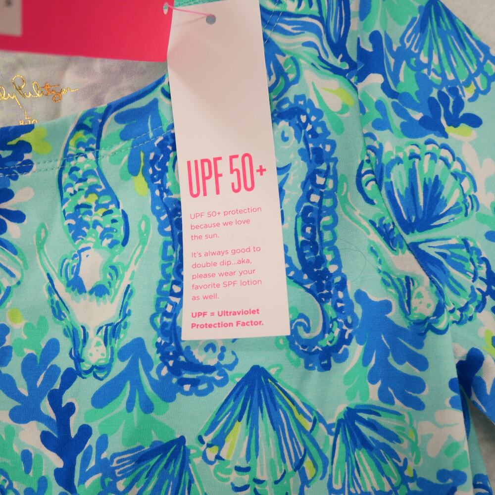Lilly Pulitzer Girl's Large Dress Mini Sophie Ruffle Sea Glass Seeing Double NEW - Picture 7 of 12